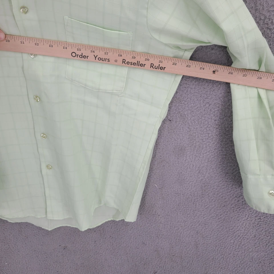 Vintage JC Penny Shirt Mens 15.5 Green Window Pane 70s Button Up Long Sleeve - Image 4 of 4