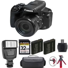 Canon PowerShot SX70 HS Digital Camera  Extra Battery  Flash - 32GB Kit