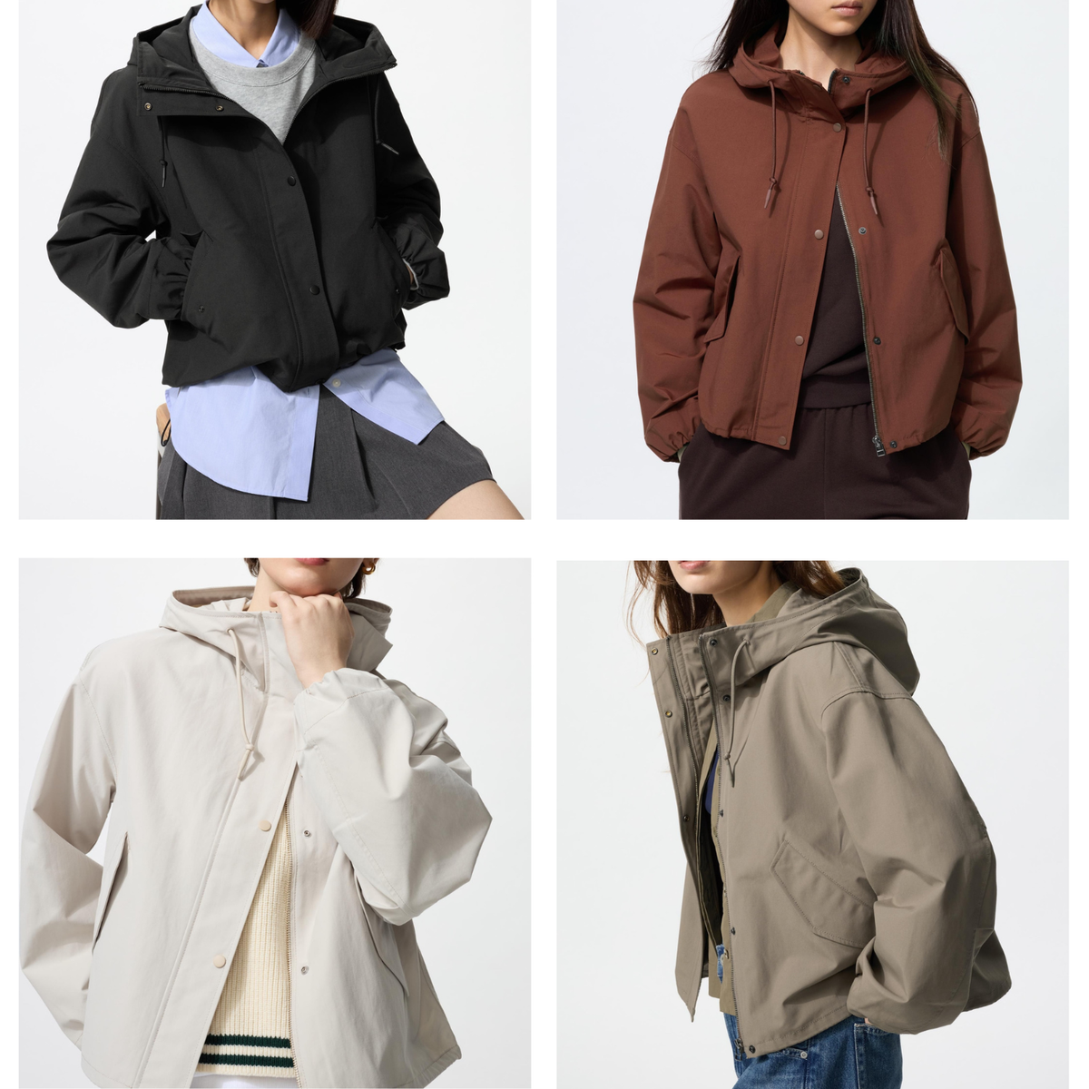 UNIQLO Women's Cotton Blend Short Parka Water Repellent Hooded