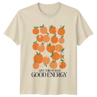Give This World Good Energy T-Shirt Boho Orange Print Fruit Apparel