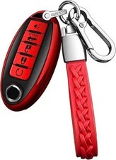 Key Fob Cover with Leather Keychain Soft TPU Protection Key Case for Smart Key 