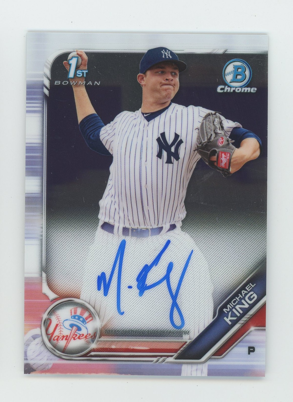 Michael King 2019 Bowman Chrome Prospects Autographs NY Yankees On Card Auto