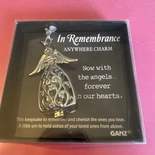 Now with the angels forever in heart Remembrance Charm with Urn ornament