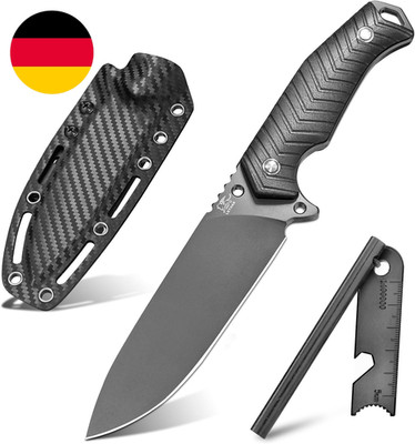 LOTHAR BAT Outdoor Messer Feststehende, 12Cm D2 Stahl Full Tang Jagdmesser, Bush