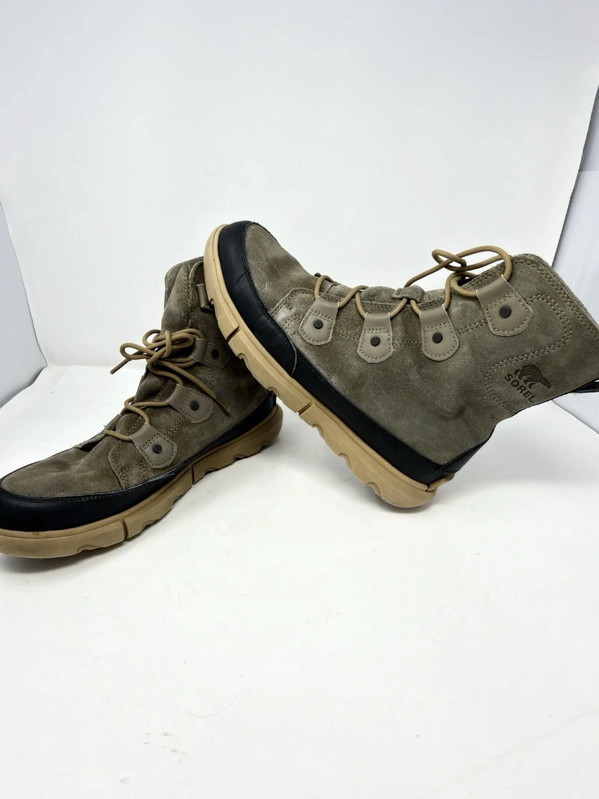 Sorel Explorer Waterproof Boots Men’s 11 Suede Winter Hiking Sage Green NM4499