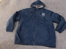 Champion Emory Jacket Mens Large Blue Hooded Sherpa Lined Zip Windbreaker Coat