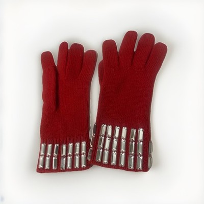tolle rote Roeckl Handschuche aus Wollmischung mit Strasssteinen One Size