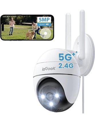ieGeek 5MP 2,4/5Ghz Überwachungskamera Outdoor, 360° PTZ CCTV Kamerasysteme 15M Co