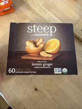 Steep by Bigelow USDA Organic Lemon Ginger Herbal Tea, 60 Tea Bags