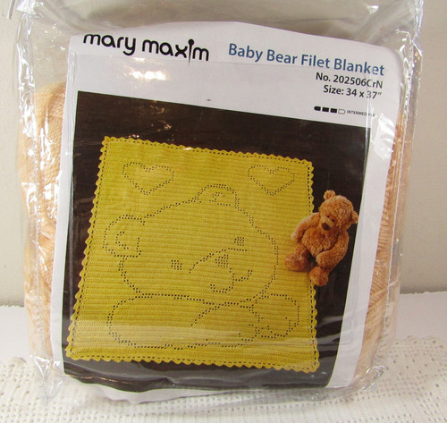 Mary Maxim Crochet Kit - Baby Bear Filet Blanket 34" x 37" No. 202506CrN - READ