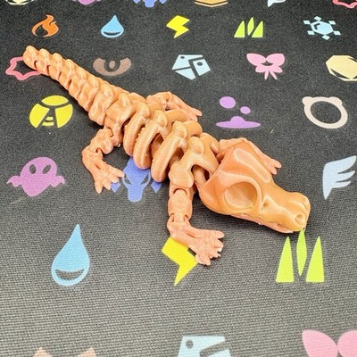 3D Printed Skeleton Alligator 5.5  Bone Animal Display Toy Articulated
