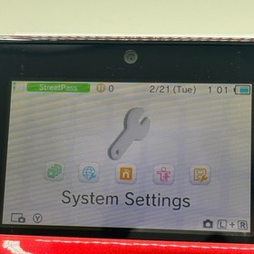 Nintendo 3DS region free Flare Red console / Charger / SD card / Stylus pen