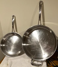 Cuisinart Stainless Pan Set  Open Skillet 722-24 1 & 433-30 Saute Pan FREE SHIP