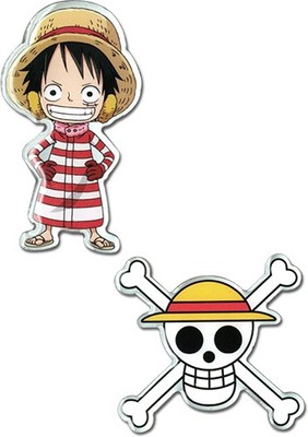 Pin Badge - One Piece Luffy & Straw Hat Pirates Jolly Roger Enamel Lapel NE