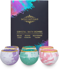 Crystal Bath Bombs Gift Set 6-Pack - Premium Aromatherapy Geode Bath Fizzies w