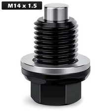 TAPPO SCARICO COPPA OLIO MOTORE MOTO AUTO VITE DADO NERO M14x1.5 CON RONDELLA