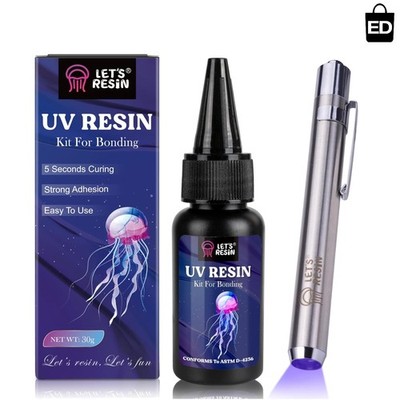 Odorless UV Adhesive Kit with Light   Bonds Glass, Metal, Acrylic & Plastic