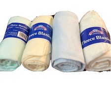 NWT King Fleece Baby Blanket Cuddly Set Of 4 Baby Pink Blue Green Cream 2004 Vtg