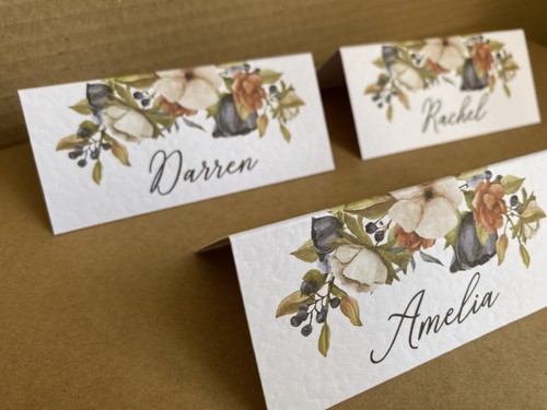 6x Nombre TARJETAS DE LUGAR Naranja Marino Flores Rosas Mesa Ajuste Boda Decoración - Imagen 4 de 9