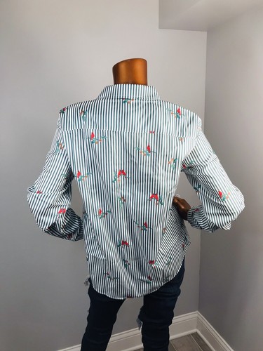 Coldwater Creek 12 or M Top Striped Button Up Shirt Long Slvs Collar - Picture 8 of 9