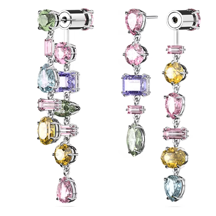 Swarovski Gema Drop Earrings Asymmetrical Design, Long, Multicolored ...