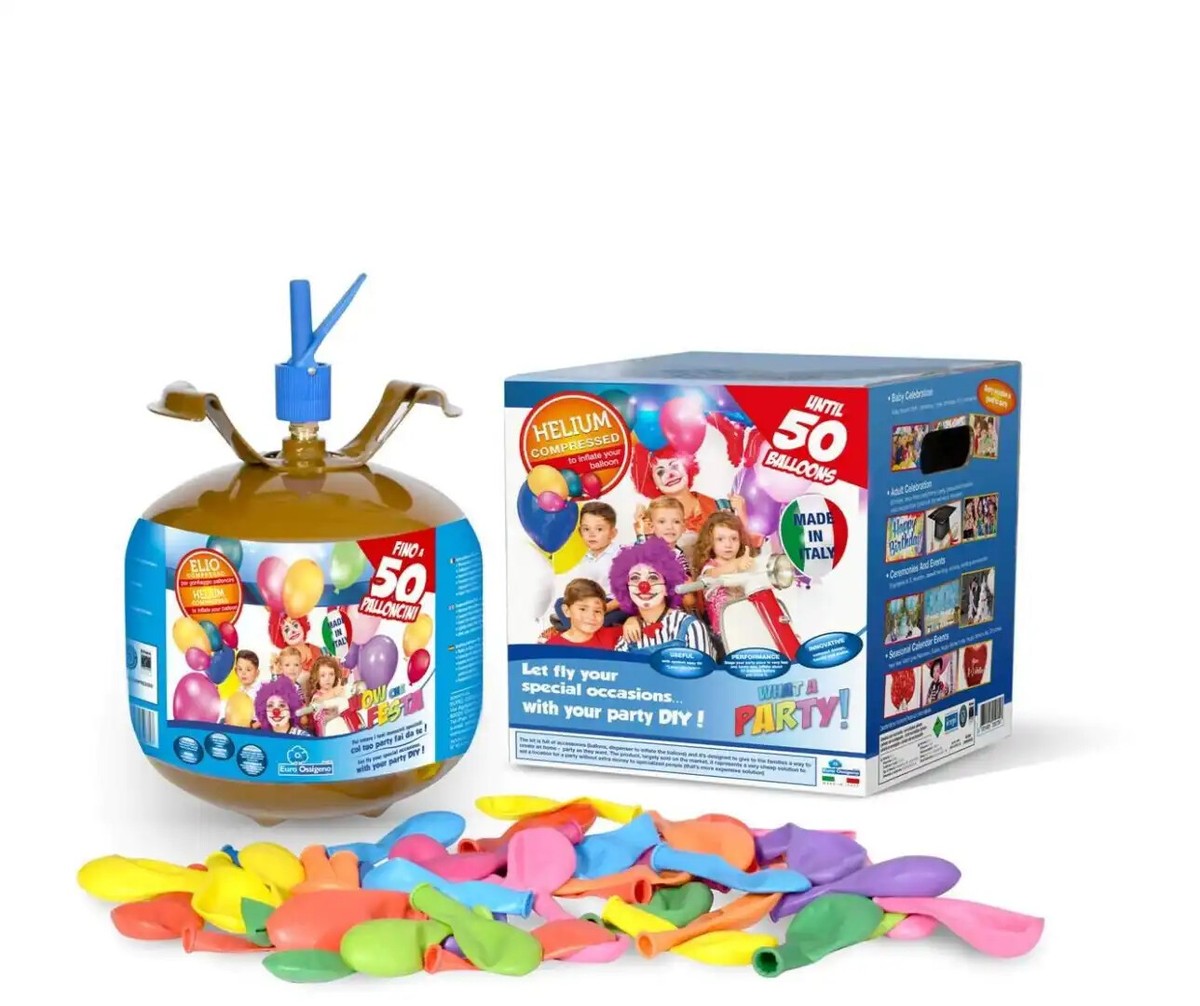 Kit Bombola Gas Elio Compreso Di 50 Palloncini Per Feste
