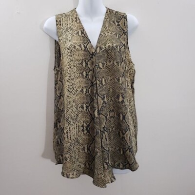 Mimi & Dottie Snakeskin Python Print Sleeveless V Neck Top Size Large