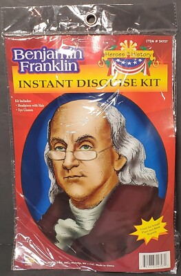 Heroes In History Benjamin Franklin ''Instant Disguise Kit''  New / Sealed Package