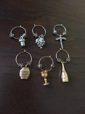 Wine Glass Charms 3 Gold Tone 3 Silver Tone Set 6 Detailed Metal Party Hosting