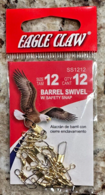 #ad Eagle Claw Fishing Tackle Barrel Swivel with Safety Snap 12 Size 12 SS1212 $2.95