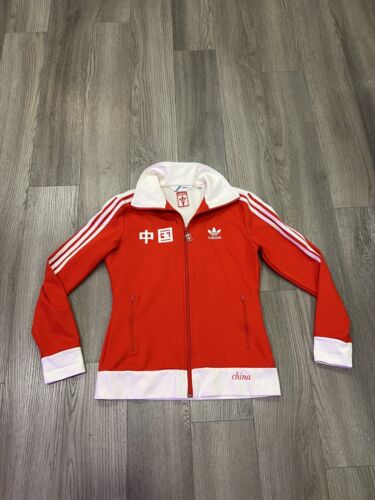 Adidas China Olympics Beijing 2008 Red Track Top Jacket Woman Size 38 M/L 637478 - Picture 1 of 6