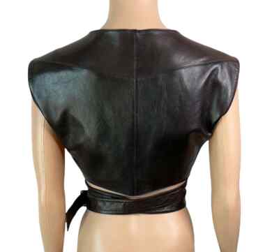 Azzedine Alaia F/W 1983 Vintage Leather Cutout Wrap Bra Crop Top