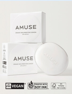 [AMUSE] Ceramic Skin Perfector Cushion 15g+Refill 15gx2, SPF40 PA++ K-Beauty