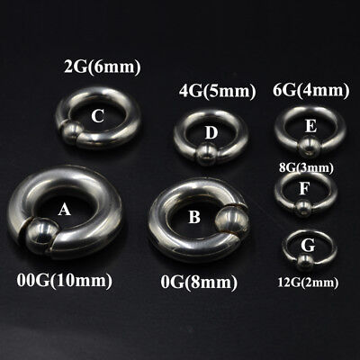 2x Big Size Stainless Steel Captive Bead Ring CBR Ear Tunnel Plug Gauge Piercing