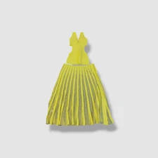 Ronny Kobo Women's Yellow Asa Ribbed Pointelle Cutout Maxi Dress Size S