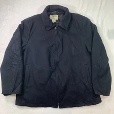 LL Bean Wool Jacket Mens Large Black Anchor Navy Sterlingwear Of Boston USA VTG
