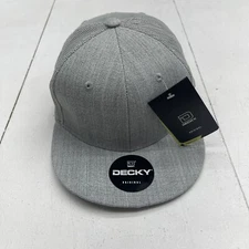 Decky Flat Bill Heather Gray Snap Back Hat Mens OS New