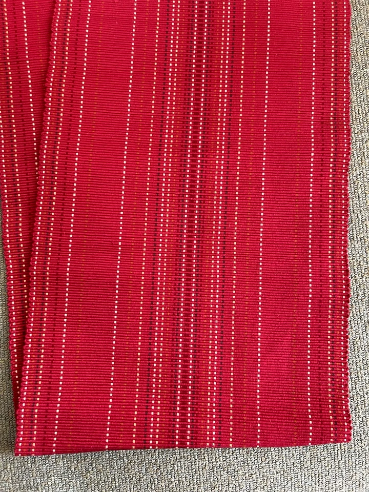 "Corredor de mesa rojo con rayas multicolores pesado 100 % algodón 14"" x 70"" hecho en India" Foto 3 de 4