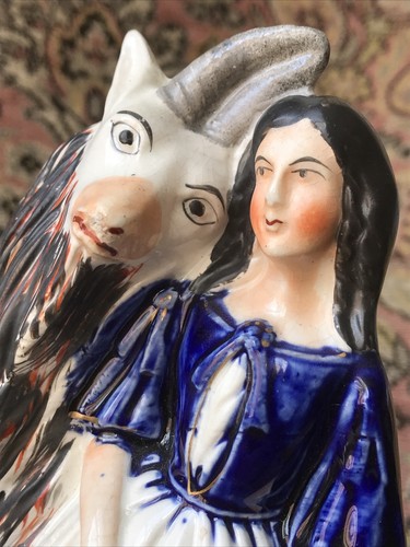 Staffordshire Pottery Figures-Goats & Royal Children-Genuine-Circa 1860-26cm - Picture 14 of 24