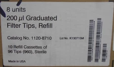 USA Scientific 1120-8710 (8 units) 200 µl Graduated Filter Tips (7680 total)