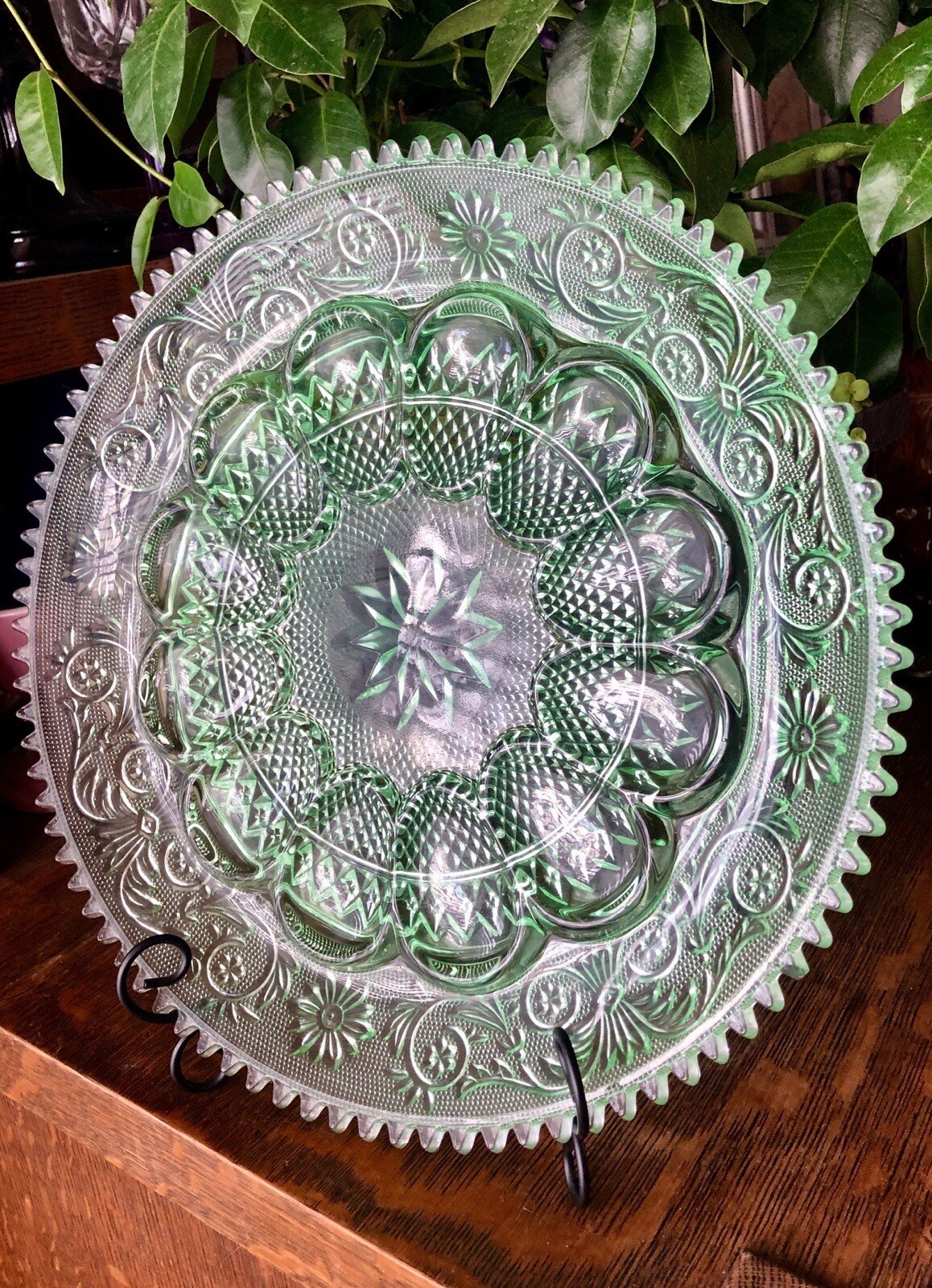 Two Vintage Indiana Tiara Sandwich Glass Serving Platters 12", Green eBay