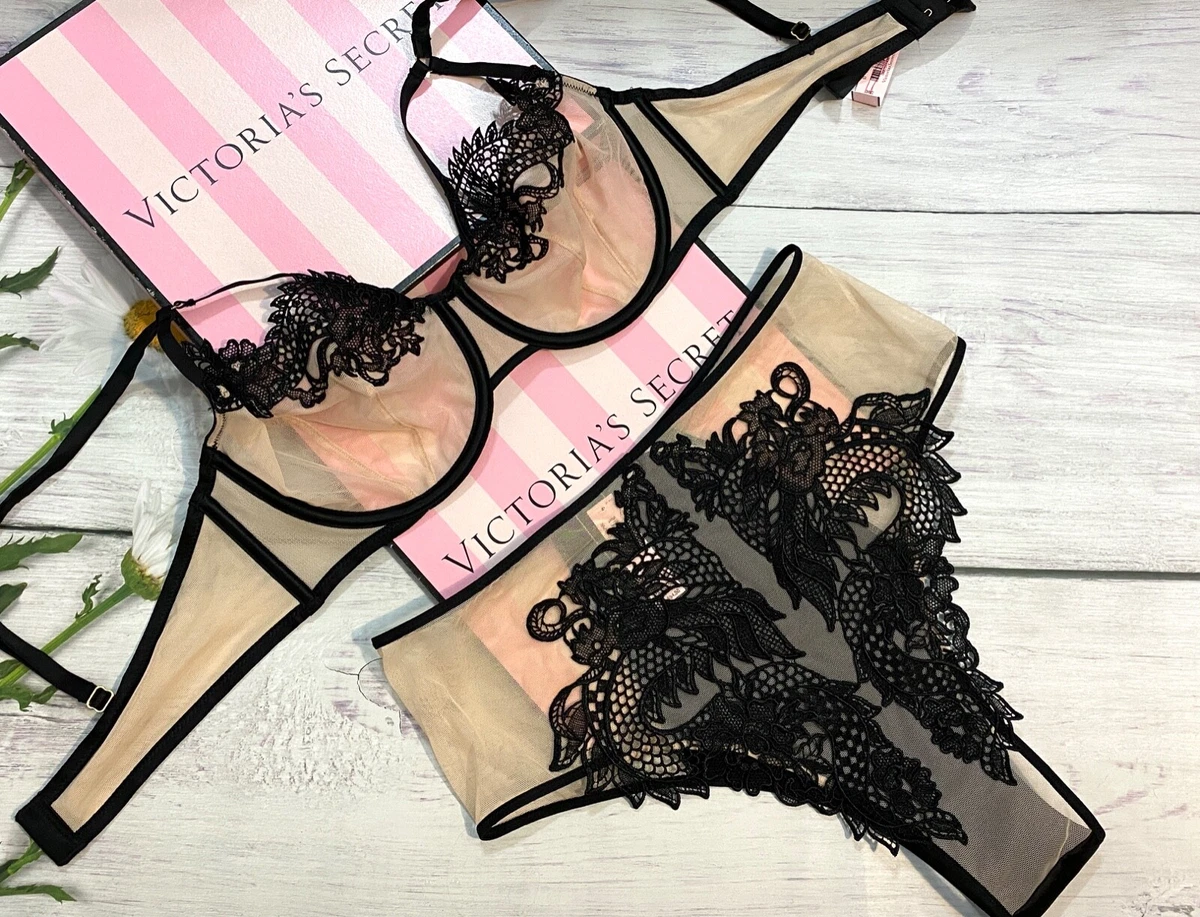 Victoria's Secret Luxe Lingerie Foderati Dragon Pizzo Balconcino Reggiseno  Set