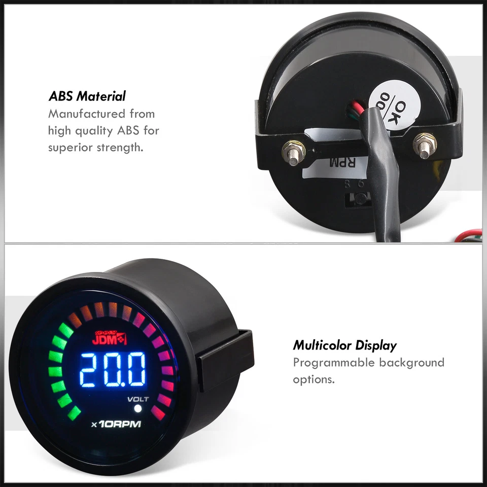 2" Digital JDM Blue LED RPM Tachometer Volt 52MM Car Gauge Meter For Mazda - Imagem 2 de 4