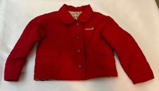 Vintage Osh Kosh Red Girls Quilted Coat Floral Cotton Lining Red Snaps