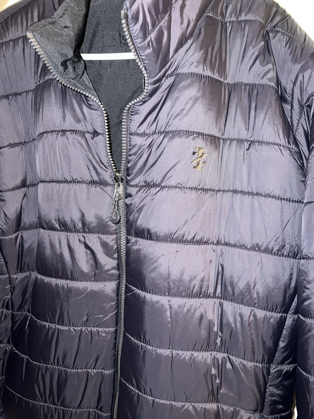 IZOD Men Black & Navy Fully Reversible Insulated Rip Stop Jacket Coat XL NEW