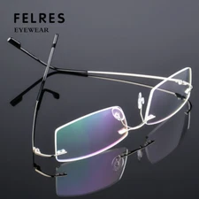 Rimless Memory Metal Alloy Light Optical Eyewear Men Women Glasses Frame New