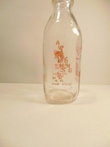 Vintage Avalong Farms York Pa Glass 1 Quart Milk Bottle Ebay