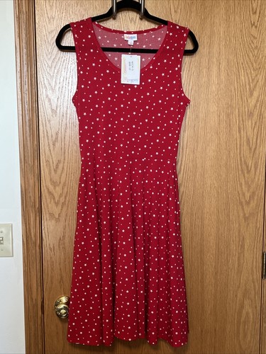 NWT LuLaroe Nicki Sleeveless Swing Dress Pockets Multicolor Stars Small New