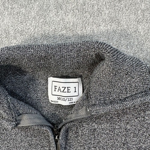 Suéter Pullover Faze 1 Cuarto Cremallera Niños Mediano 10/12 Gris Naranja Tejido Rayas - Imagen 2 de 7