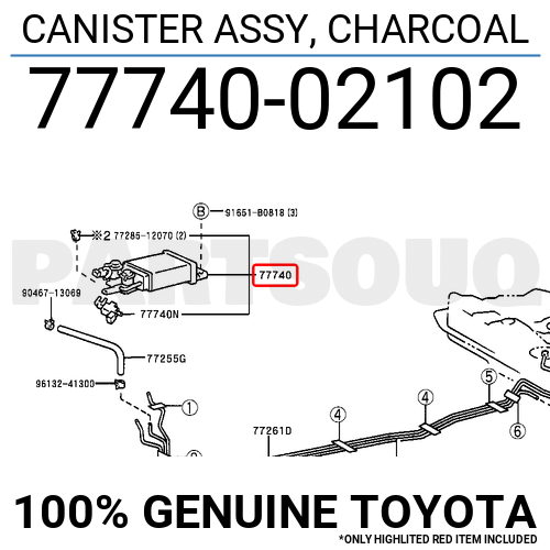 77740-02102 Toyota OEM Genuine CANISTER ASSY, CHARCOAL | UK